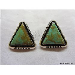 Turquoise & Sterling Triangle Shaped Earrings