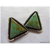 Image 3 : Turquoise & Sterling Triangle Shaped Earrings