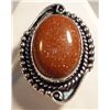 Image 2 : NEW German silver ring with "Goldstone" type stone, size 6 1/2