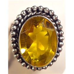 NEW German Silver Ring with "Citrine" type stone size 6