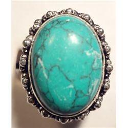 NEW German Silver ring, Turquoise looking stone, size 6