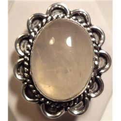 NEW German Silver Ring, Pink Quartz type stone, size 6 1/2