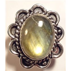 NEW German Silver ring, Green Stone, size 7  1/4