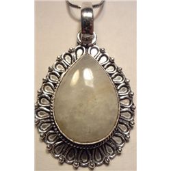 NEW German Silver Pendant with white Quartz stone, 17 " long