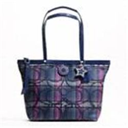 NEW, COACH Purse, with tags, Signature Tartan Tote: Silver/MC2