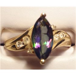Estate Jewelry, 10K ring with Marquise cut Mystic Topaz