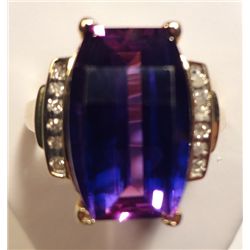 ESTATE JEWELRY, 14K yellow gold Amethyst & Diamond Ring Size 9 1/4  Est $500-600