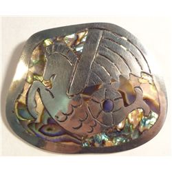 Vintage Sterling Silver & Abaloni Inlay, signed Hecho en Mexico 950. sterling