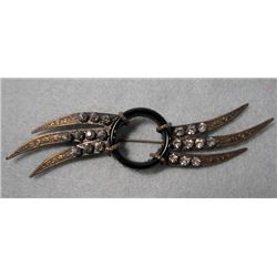 Victorian Brooch with rhinestones & french jet, 4 1/2" long