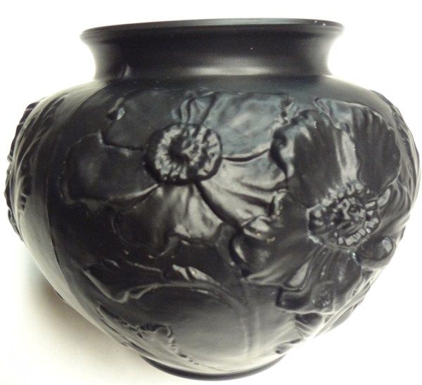 Tiffin Glass Black Amethyst Poppy Vase Circa 1930's