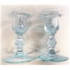 Image 1 : Tiffin Glass Blue Candlesticks, Excellent condition. 4 1/2" tall