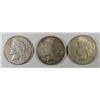 Image 1 : ( 3 ) NICE CIRCULATED PEACE SILVER DOLLARS