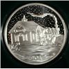 Image 2 : TRAIN DEPOT/TRAIN WINTER, ONE OUNCE .999 SILVER ART ROUND WITH CAPSULE/GIFT BOX