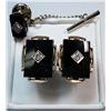 Image 2 : Vintage Gold & Diamond Cufflinks and Tie Clasp
