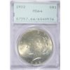 Image 1 : 1922 PEACE DOLLAR PCGS MS-64 OLD RATTLER HOLDER