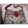 Image 1 : COACH PURSE Soho Signature Flap Duffle Khaki & Red, New with Tags Retails $298