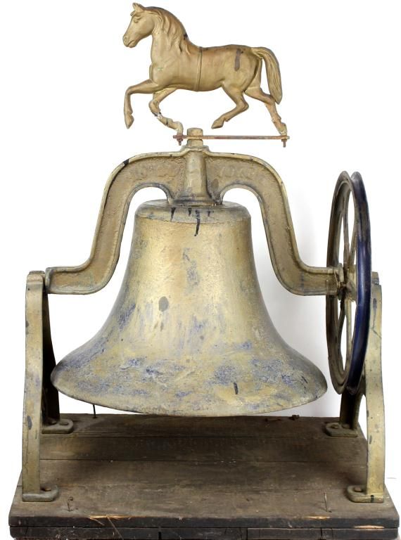 Large antique cast iron school bell