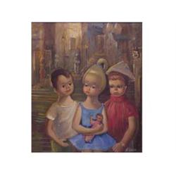 Alvaro (20th Century) THREE CHILDREN, oil painting on canvas, 23 3/4 x 20", signed lower right, f...