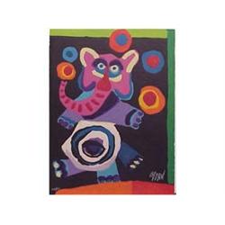 Karel Appel (b. 1921) Dutch JUGGLING ELEPHANT, color carborumdum grauvre, signed in pencil, from...