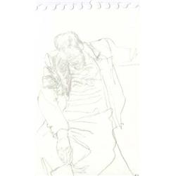 Avigdor Arikha (b. 1929) Israeli SEATED MAN, 1995, pencil drawing on paper, 6 x 4", initialed low...