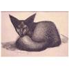 Image 1 : Ernest Hamlin Baker (1889-1975) American CAT, 1932, black crayon on paper, 8 x 12", signed and da...