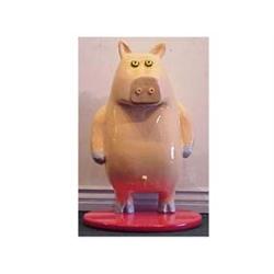 Mark Beam (20th Century) American PIG BABY, acrylic painted paper mached cut foam & wood sculptur...