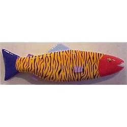 Mark Beam (20th Century) American TIGER TROUT, acrylic painted paper mached cut foam & wood sculp...