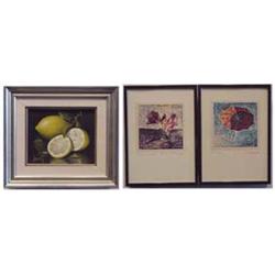 Bert (20th Century) American LEMONS, oil painting on canvas, 5 x 6", signed lower left, framed; T...