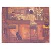 Image 1 : Block (20th Century) American FRENCH BAR, oil painting on board, 13 1/2 x 17", signed lower right...