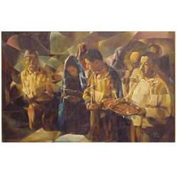 Charles Bragg (b. 1931) American CANDLE SERVICE, oil painting on canvas, 24 x 36", signed lower r...