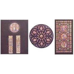 J. Herbert Buttrud (20th Century) American STAIN GLASS WINDOW DESIGNS, three watercolors, 19 1/2"...