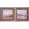 Image 1 : California School (20th Century) DESERT SCENE, (two) each oil painting on board, 5 x 5", signed M...