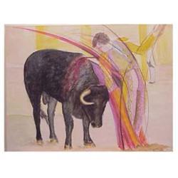 M. Carta (20th Century) LA CORRIDA, 1986, three color pastel on paper, each 19 1/2 x 25 1/2", sig...