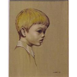 Clement (20th Century) French PORTRAIT OF BOY, 1958, oil painting on canvas, 16 x 12 1/2", signed...