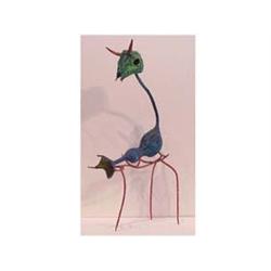 Gorden Dietz (20th Century) American HORNED CREATURE, painted welded steel sculpture, 20 1/2 x 11...