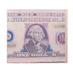 Robert Dowd (1936-1996) American ONE DOLLAR, 1967, acrylic painting on paper, 14 x 15", signed an...