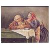 Image 1 : European School (19th Century) COUPLE AT THE TABLE, oil painting on canvas, 13 x 17", signed lowe...