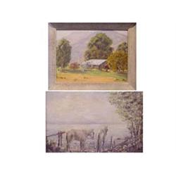 Naomi Evans (b. 1902) American CALIFORNIA FARM, oil painting on canvas, 12 x 16", signed lower ri...