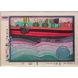 Frederick Hundertwasser (1928-2000) Austrian REGENTAG ON WAVES OF LOVE (K.51), 1971, color screen...