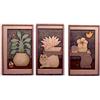 Image 1 : Carol Jablonsky (1939-2001) American TABLE SETTING WITH CAT, triptych color lithograph, signed in...