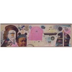 Kanemitsu (b.1922) American REMBRANDT, collage, color pencil & watercolor on paper, 5 1/2 x 17 1/...