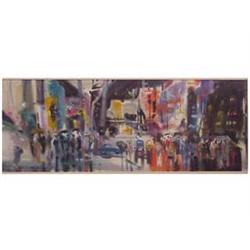 Japanese School (20th Century) TOKYO NIGHTS, watercolor on paper, 15 x 40", signed A. Kikachi? lo...