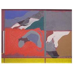 Katsura Kimura (20th Century) Japanese UNTITLED, 1969, oil painting on canvas, 19 1/2 x 25 1/2",...
