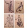 Image 1 : Koller (19 th/20th Century) NUDE MALE STUDIOS, four pencil drawings, 17 x 12" to 24 x 17", each s...