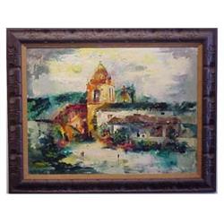 P. S. Lim (20th Century) Chinese MISSION, oil painting on board, 30 x 40", signed lower right, fr...