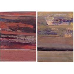 M. Mendez (20th Century) UNTITLED, a pair of acrylic painting on paper, each 18 x 12 1/2", signed...