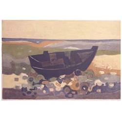 Andre Minaux (1923-1986) French BEACHED BOAT, color lithograph, signed in pencil, from the number...