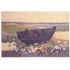 Image 1 : Andre Minaux (1923-1986) French BEACHED BOAT, color lithograph, signed in pencil, from the number...
