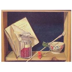 Dennis Ramsay (20th Century) Australian STILL LIFE WITH BOOK, 1959, oil painting on board, 11 x 1...