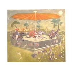 Guillermo Silva Santamaria (20th Century) Mexican LUNA LLENA, 1966, color etching, signed in penc...